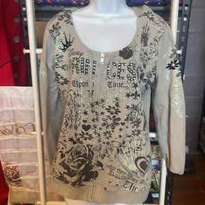 Disney Parks Princess Scoop Neck Gray Hooded Sweatshirt